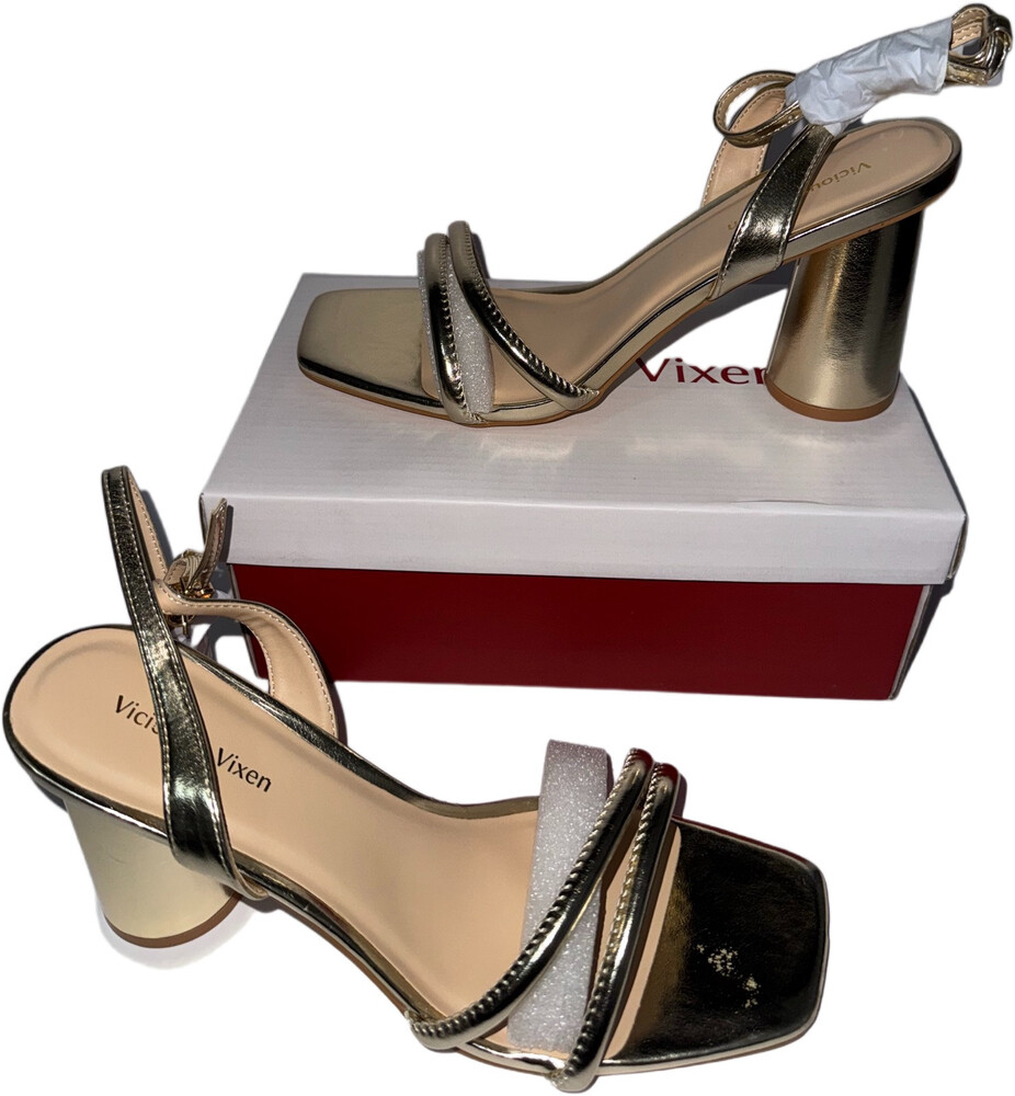 Women's Block High Heels Square Toe Heeled Sandals Ankle Strap Shoes Size 10